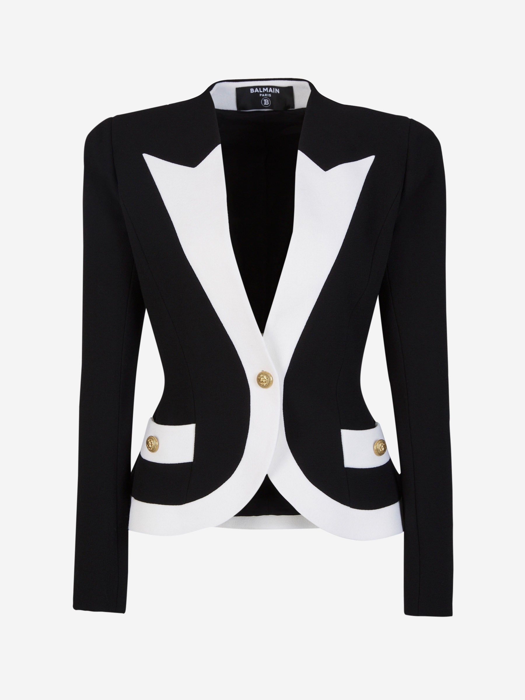 Wool Crepe Blazer Balmain Luxury Brand Outlet