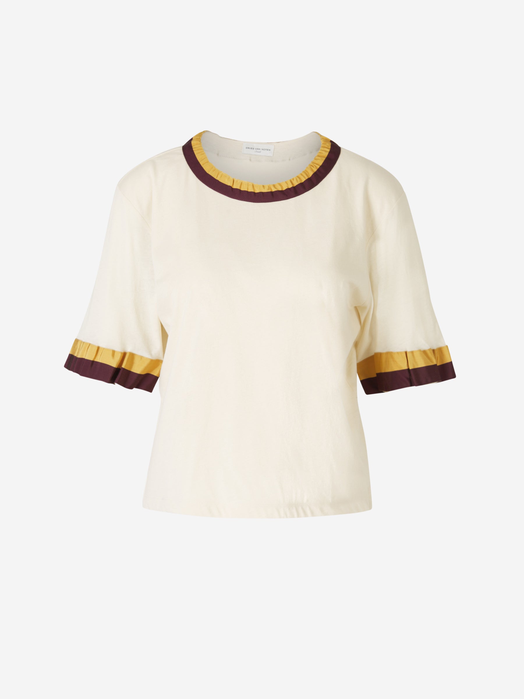 Dries Van Noten Camiseta Ribetes Contraste color Crema sku 782-001571 01 - Foto 1