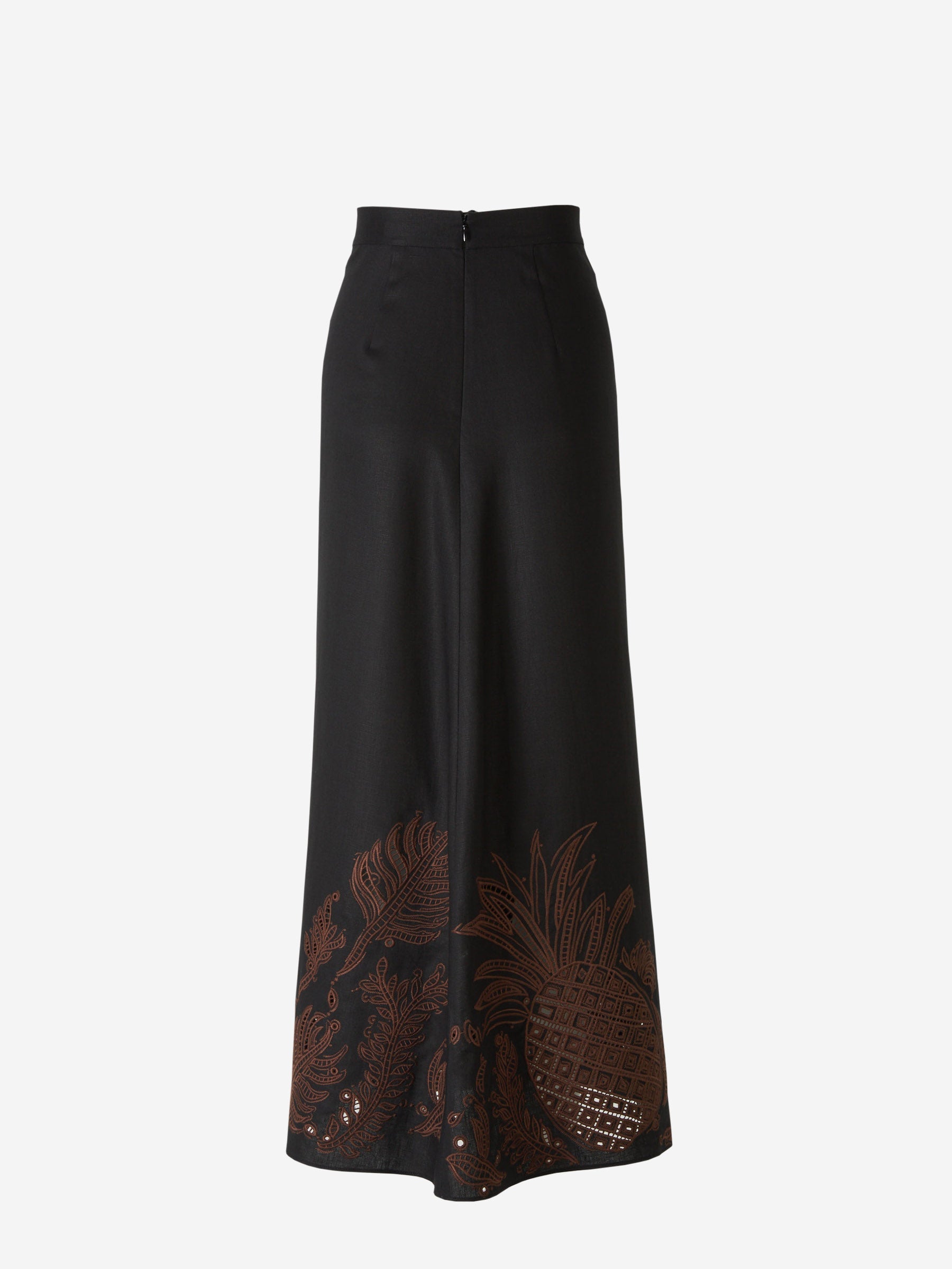 Textured Linen Midi Skirt