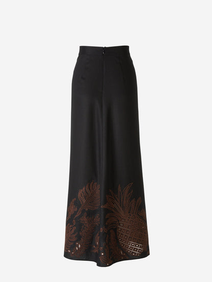 Textured Linen Midi Skirt