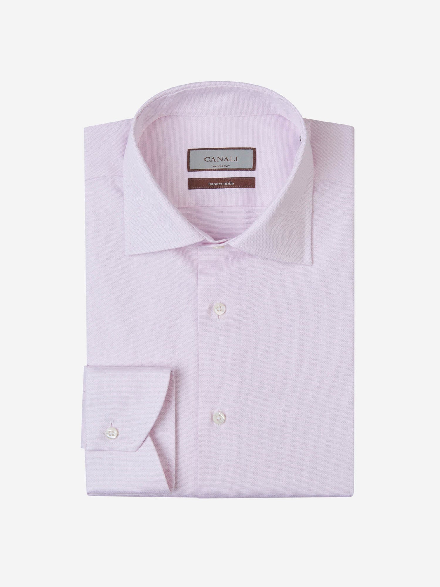 Canali Camisa Texturizada Algodón color Rosa Palo sku 401-003101 02 - Foto 4