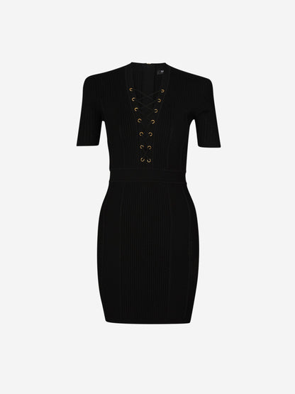 Balmain Vestido Mini Punto color Negro sku 731-005953 02 - Foto 1