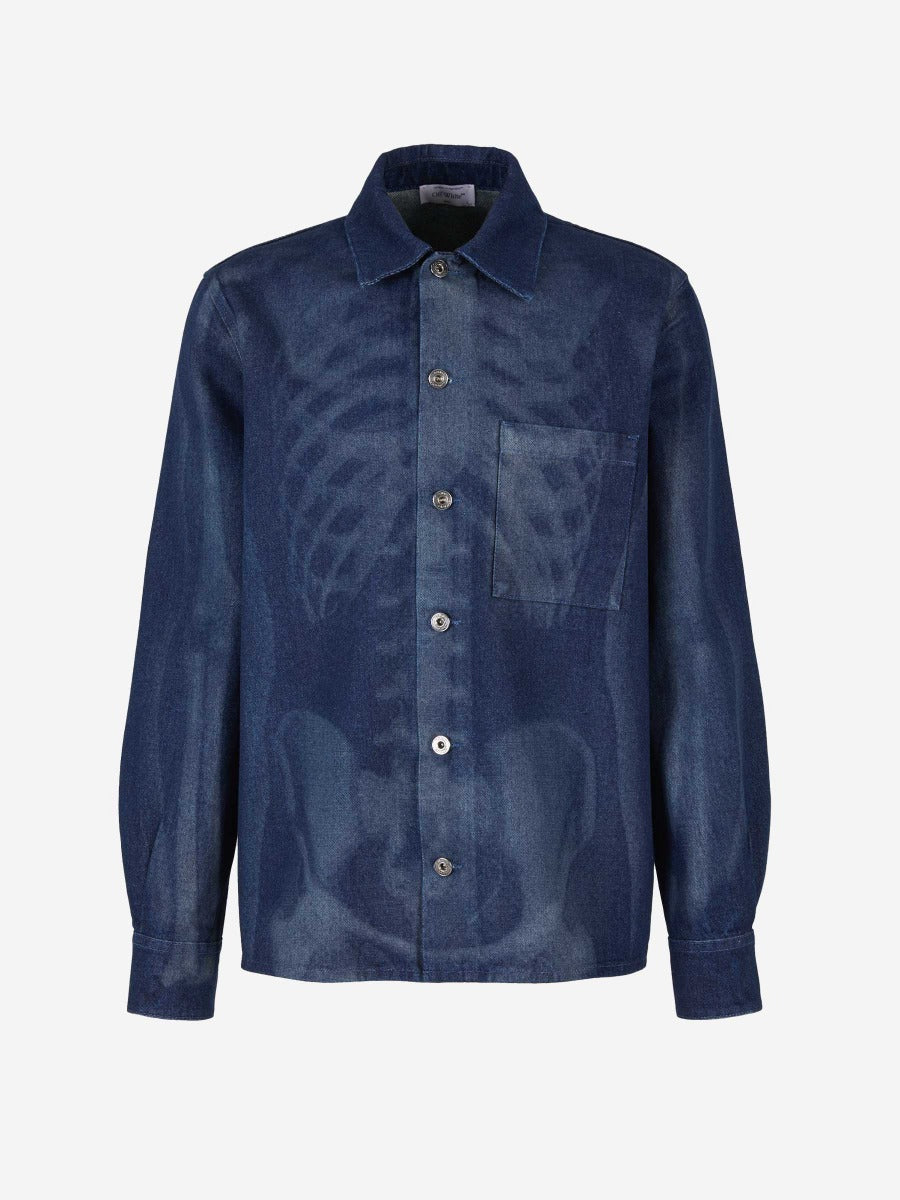 Skeleton Motif Denim Shirt