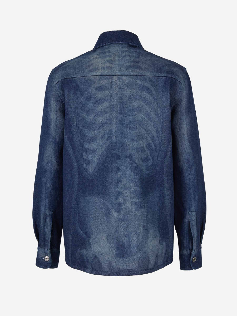 Skeleton Motif Denim Shirt