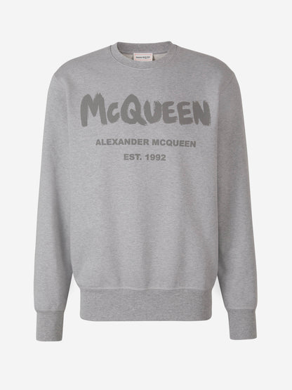 Alexander McQueen Sudadera Estampada Algodón color Gris Claro sku 545-001370 01 - Foto 2