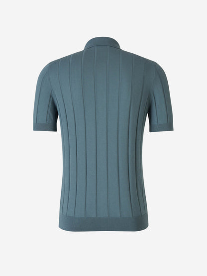 Ribbed Open Polo