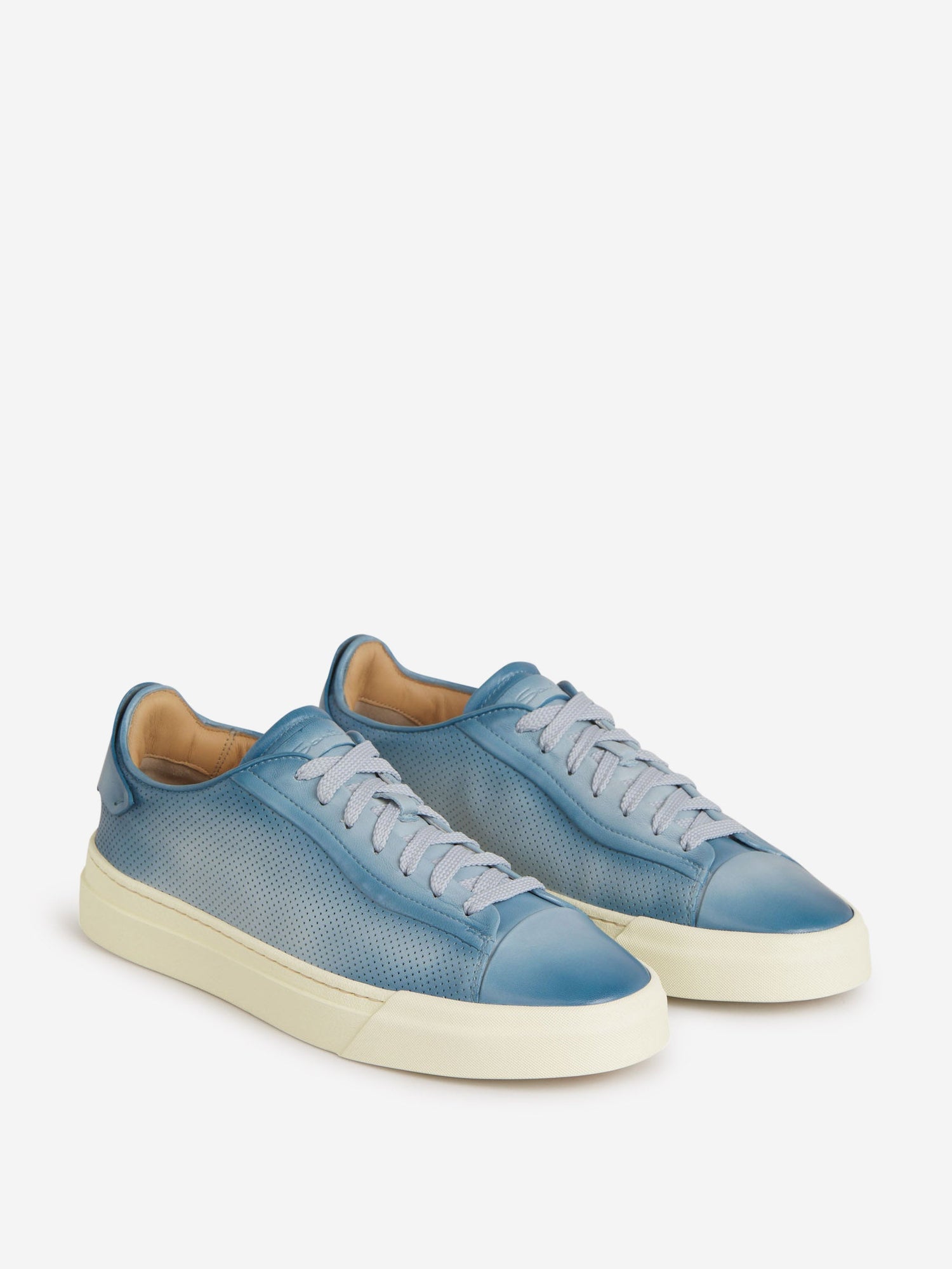 Santoni Sneakers Perforadas Piel color Azul Cielo sku 616-002189 03 - Foto 3