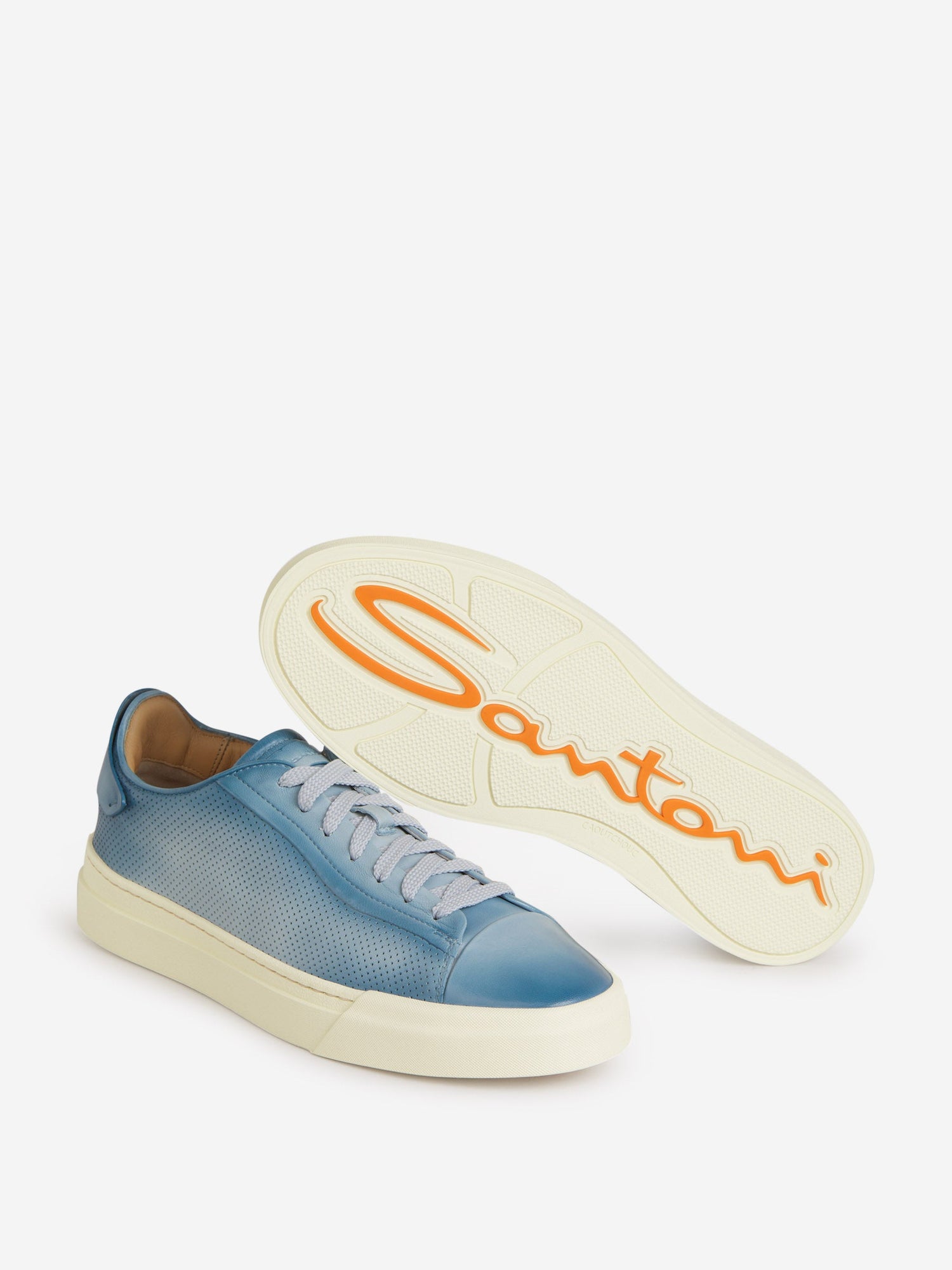 Santoni Sneakers Perforadas Piel color Azul Cielo sku 616-002189 03 - Foto 5