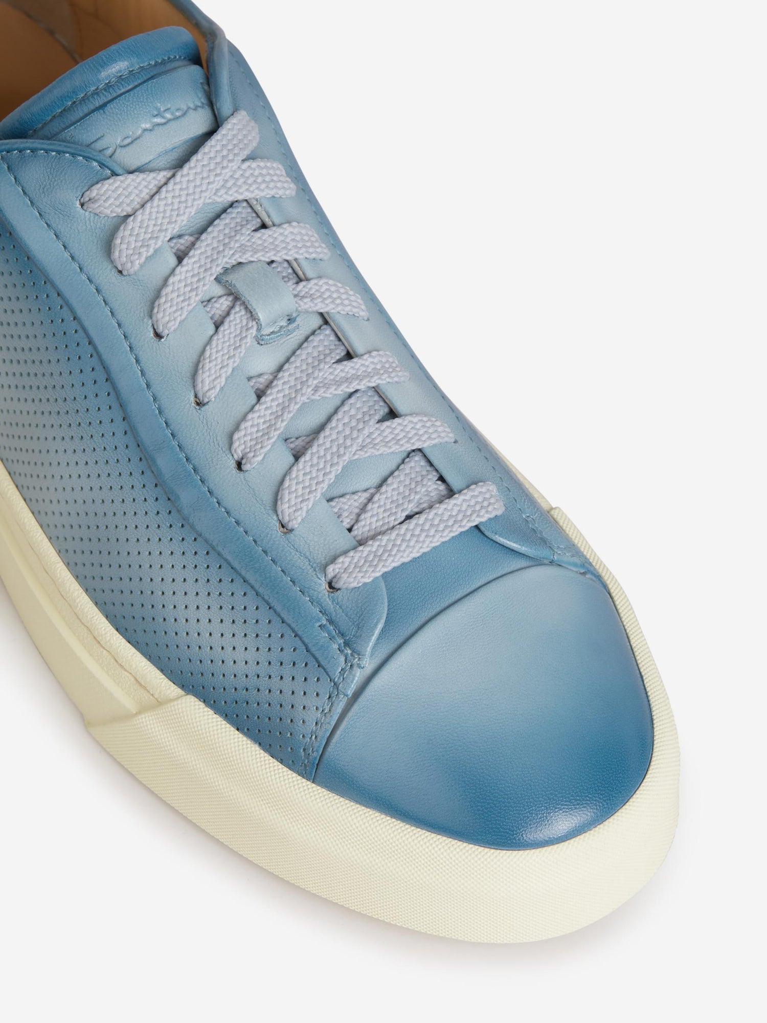 Santoni Sneakers Perforadas Piel color Azul Cielo sku 616-002189 03 - Foto 4