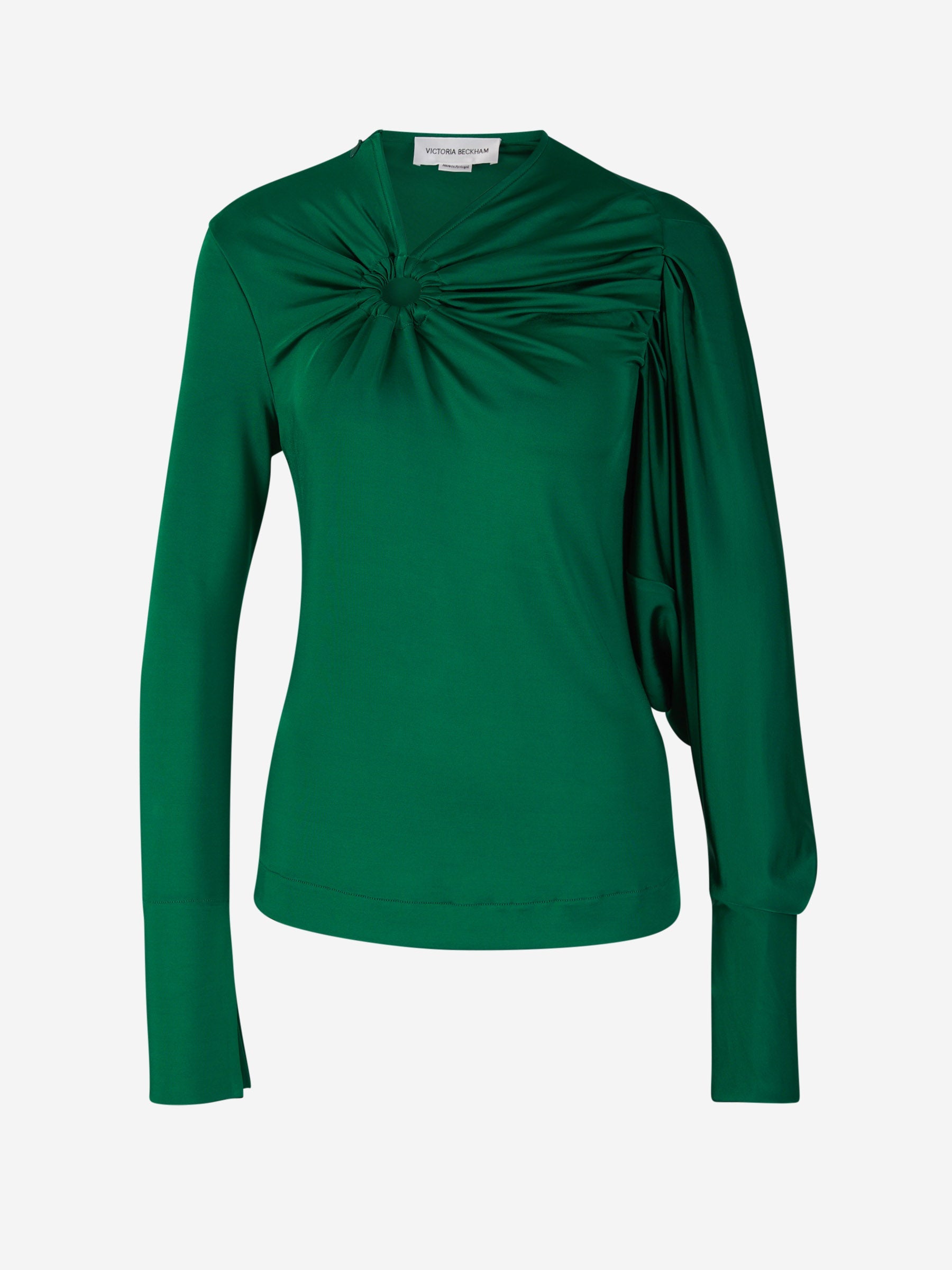 Victoria Beckham Top Detalle Fruncido color Verde Oscuro sku 703-002081 01 - Foto 1