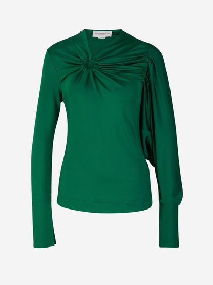 Victoria Beckham Top Detalle Fruncido color Verde Oscuro sku 703-002081 01 - Foto 1