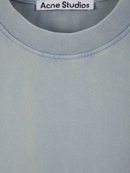 Acne Studios Camiseta Algodón Lisa color Azul Cielo sku 553-003528 02 - Foto 4