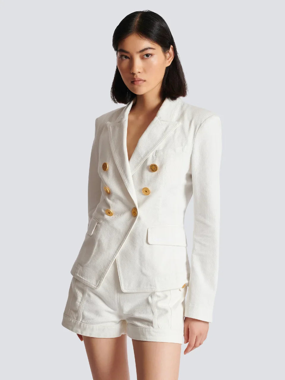 Balmain Blazer Denim Botones color Blanco sku 741-002076 01 - Foto 2