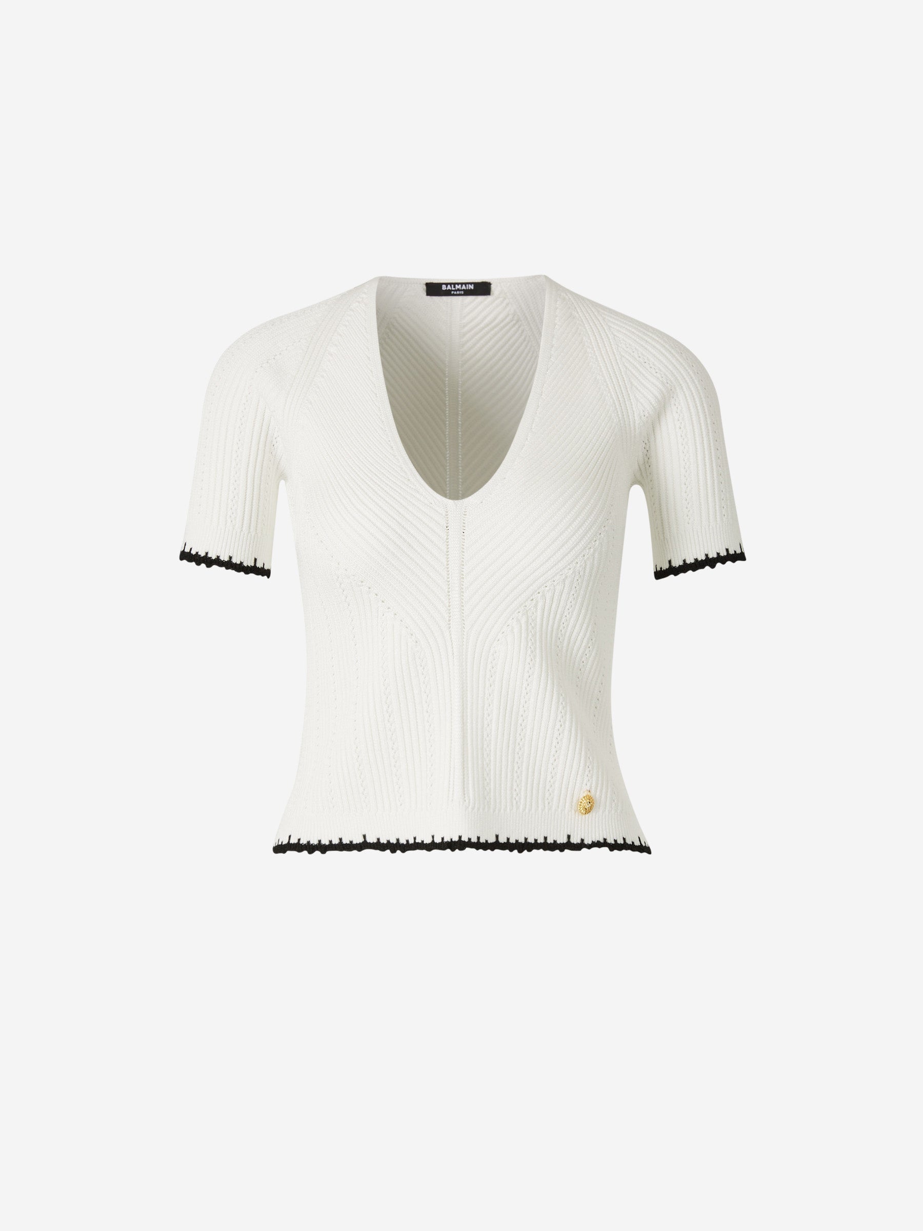 Balmain Top Punto Cuello V color Blanco sku 703-002246 01 - Foto 1