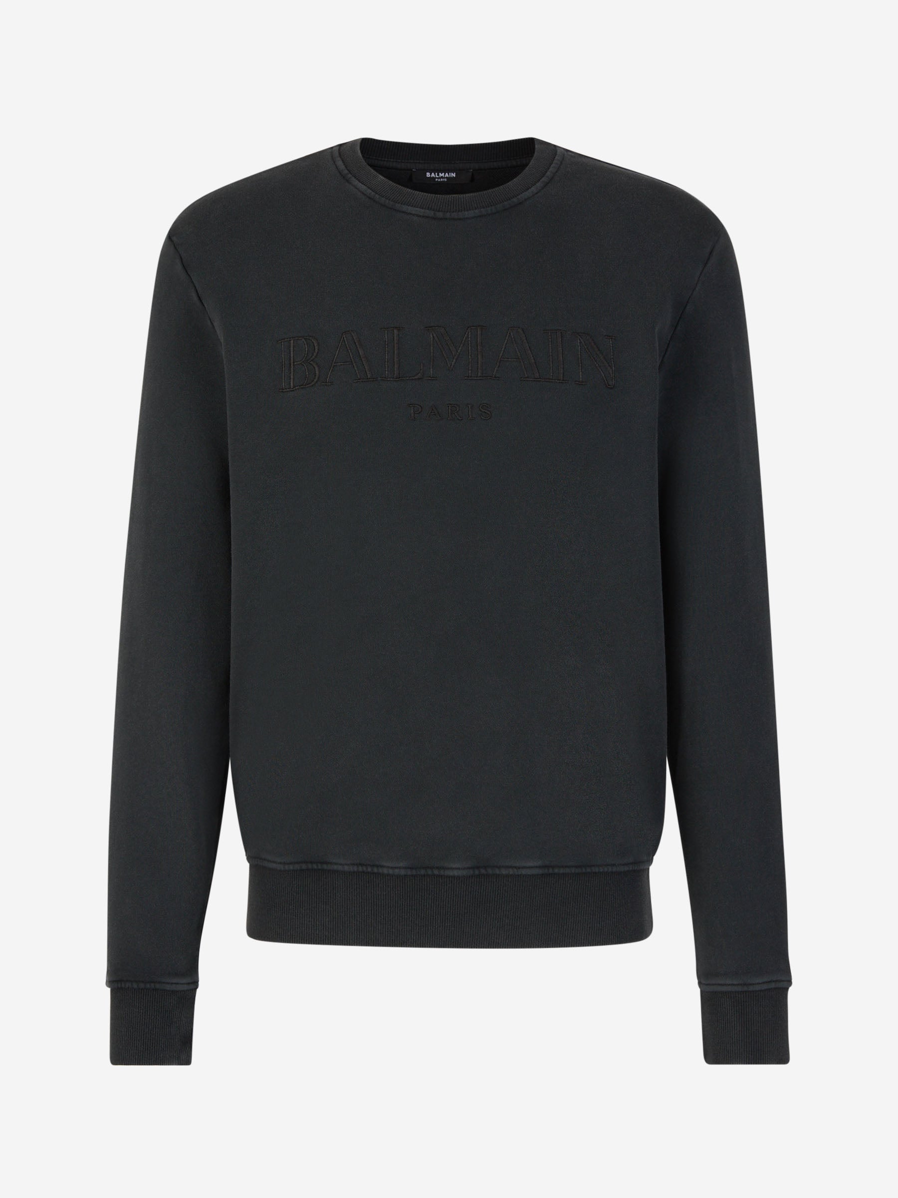 Balmain Sudadera Sin Capucha Logo Algodón color Gris Antracita sku 545-001570 02 - Foto 1