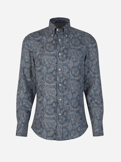 Brunello Cucinelli Camisa Motivo Paisley color Azul Marino sku 531-006180 01 - Foto 1