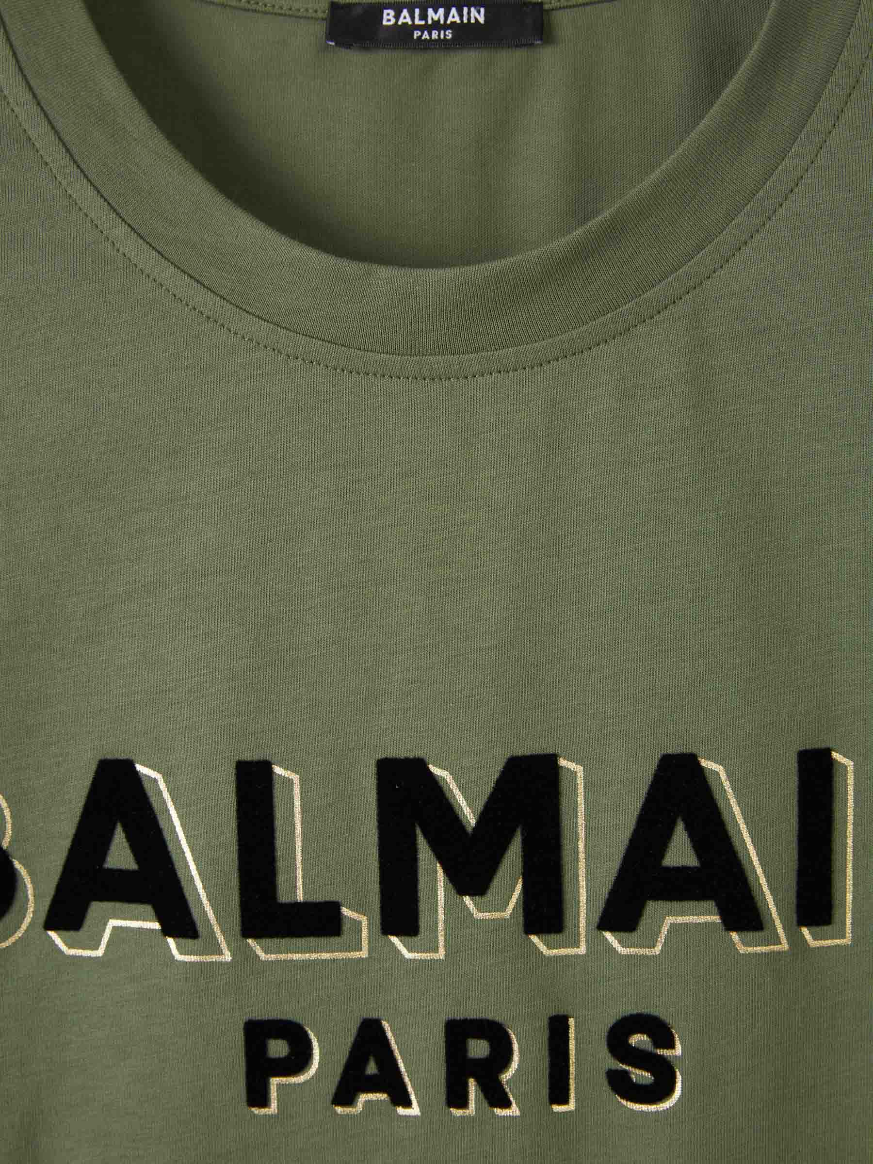 Balmain Camiseta Logo Algodón color Verde Militar sku 553-003668 00 - Foto 2