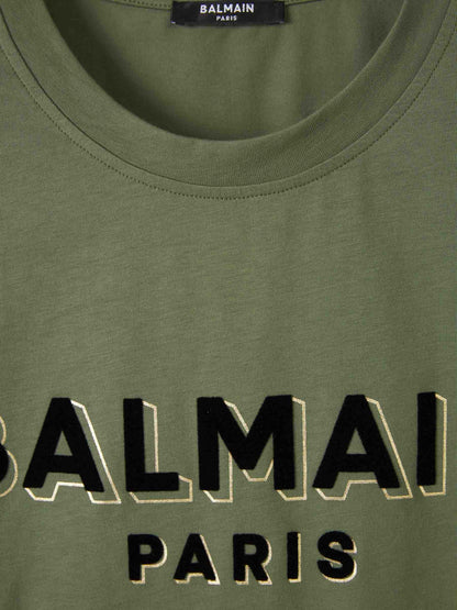 Balmain Camiseta Logo Algodón color Verde Militar sku 553-003668 00 - Foto 2