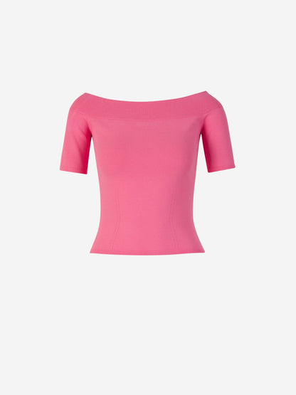 Alexander McQueen Top Punto Canalé color Rosa sku 703-002124 01 - Foto 1