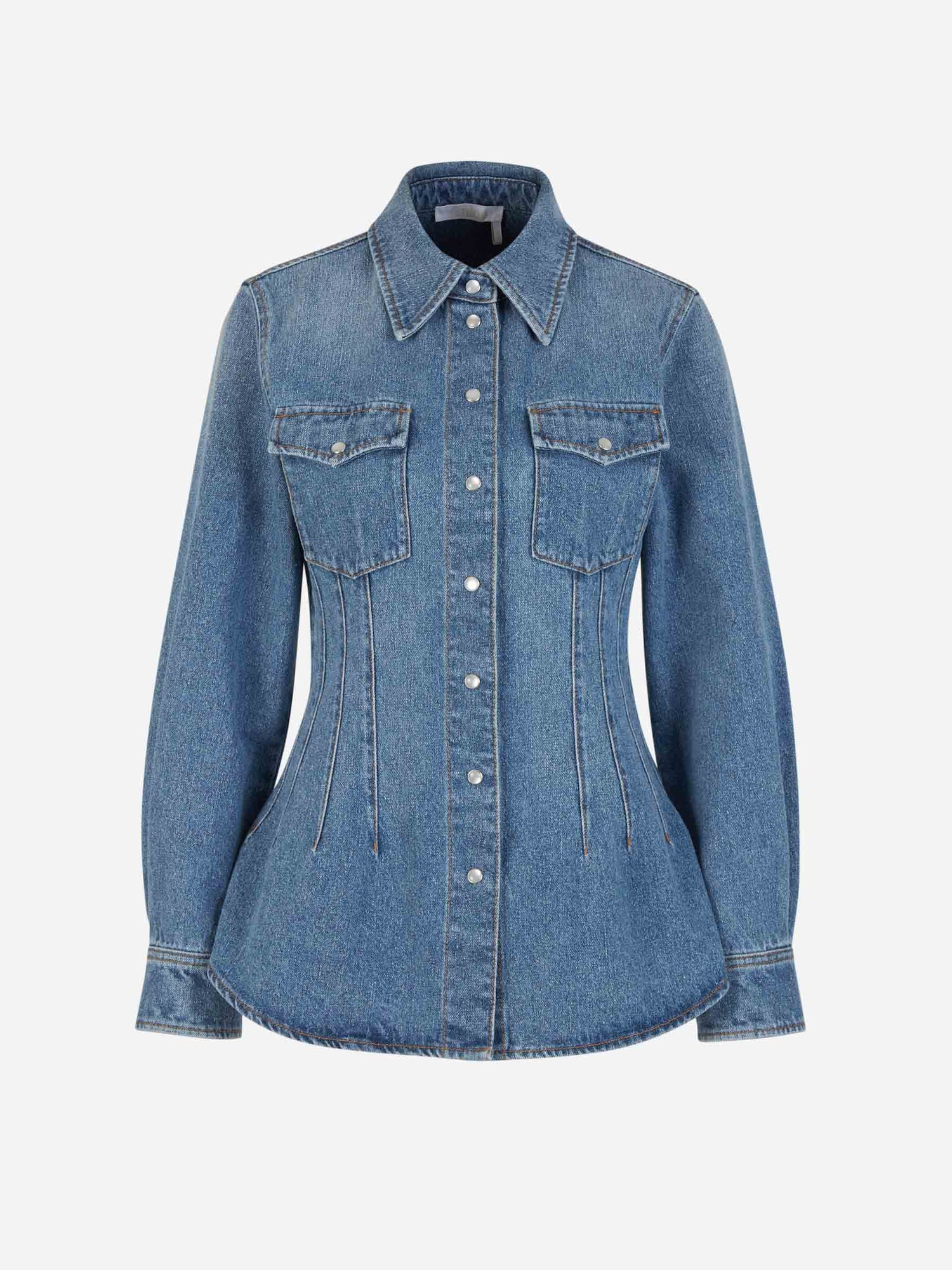 Chloé Sobrecamisa Denim Botones color Azul Denim sku 701-002012 01 - Foto 1