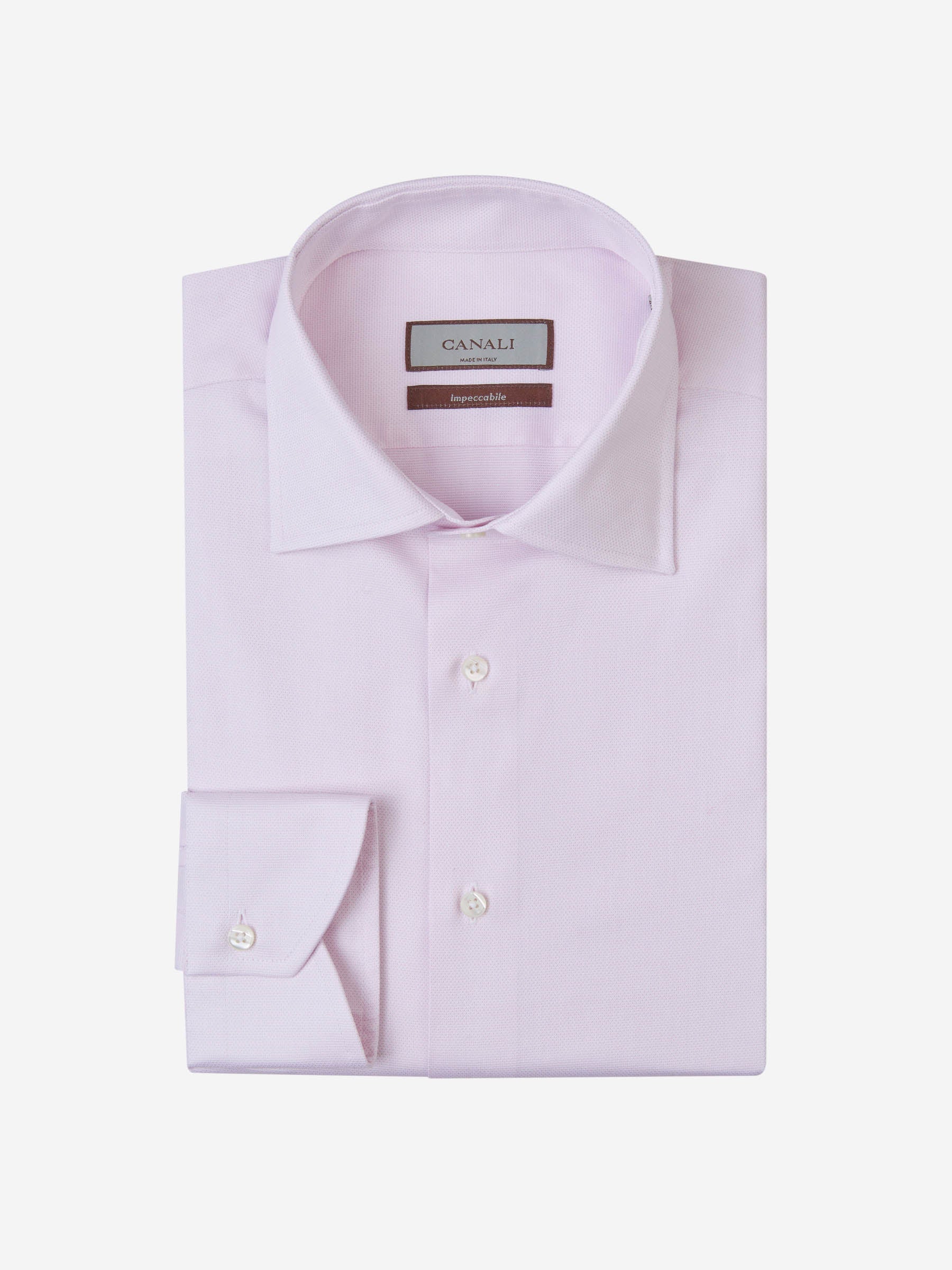 Canali Camisa Texturizada Algodón color Rosa Palo sku 401-003101 02 - Foto 2