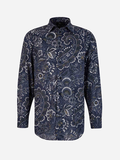 Etro Camisa Algodón Flores color Azul Marino sku 531-006215 01 - Foto 1