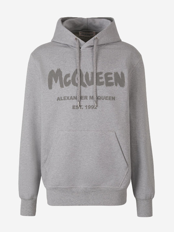 Alexander McQueen Sudadera Capucha Algodón color Gris Claro sku 545-001371 01 - Foto 1