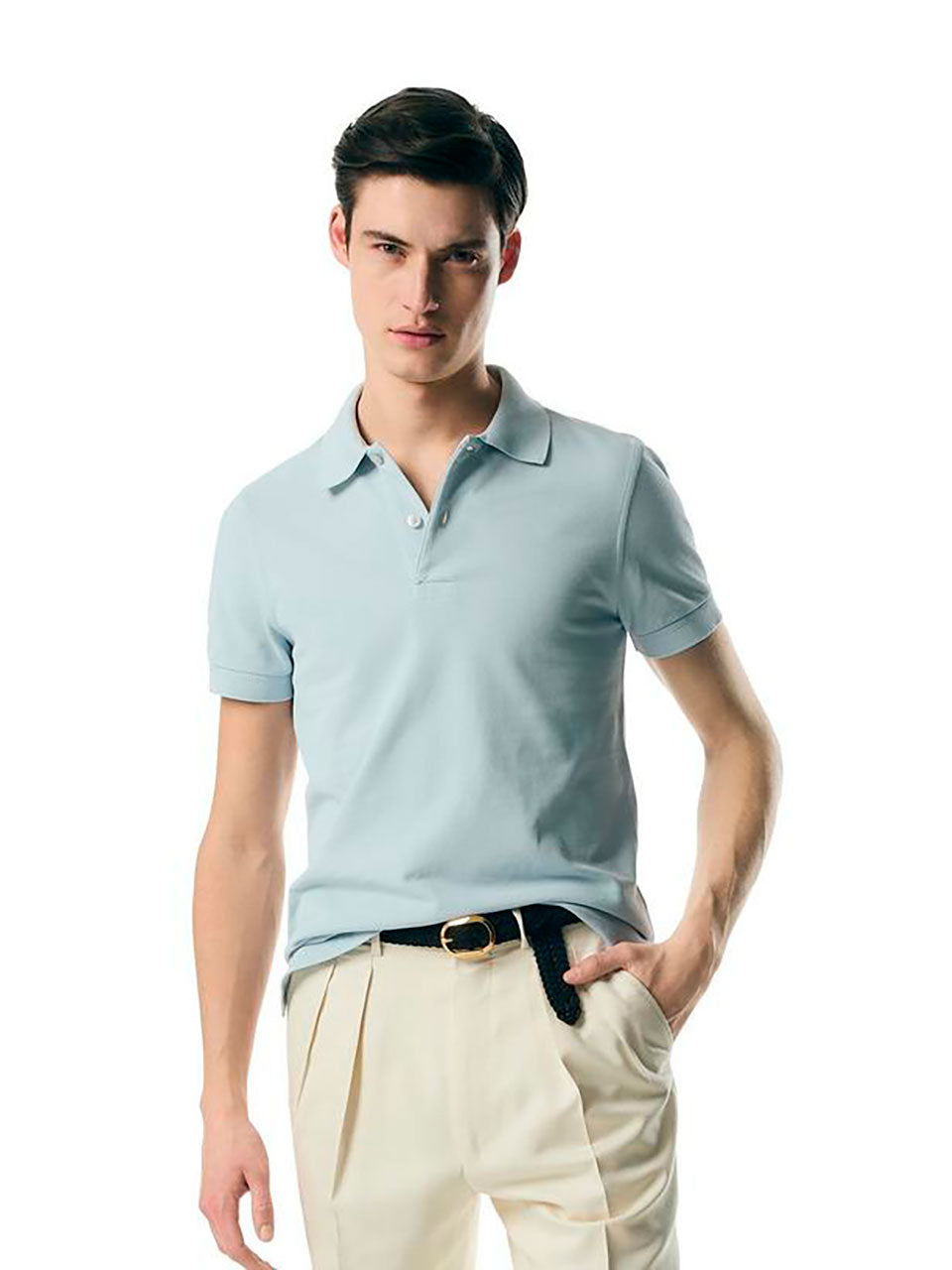 Tom Ford Polo Piqué Algodón color Azul Cielo sku 552-001445 09 - Foto 1