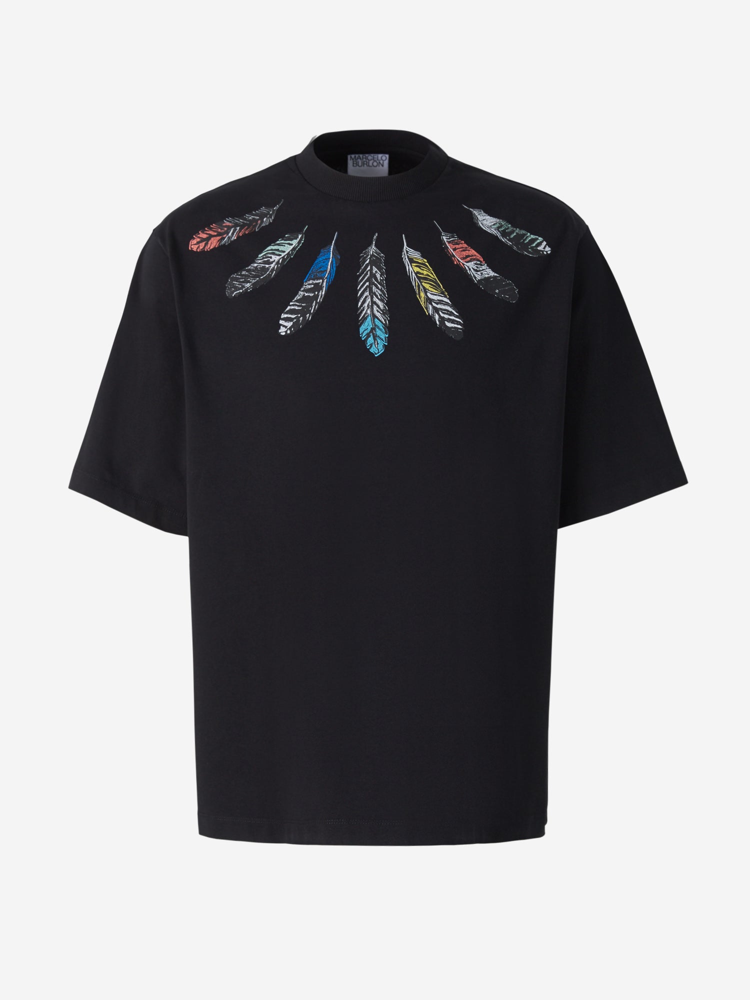 Marcelo Burlon Camiseta Estampado Plumas color Negro sku 553-002841 01 - Foto 1