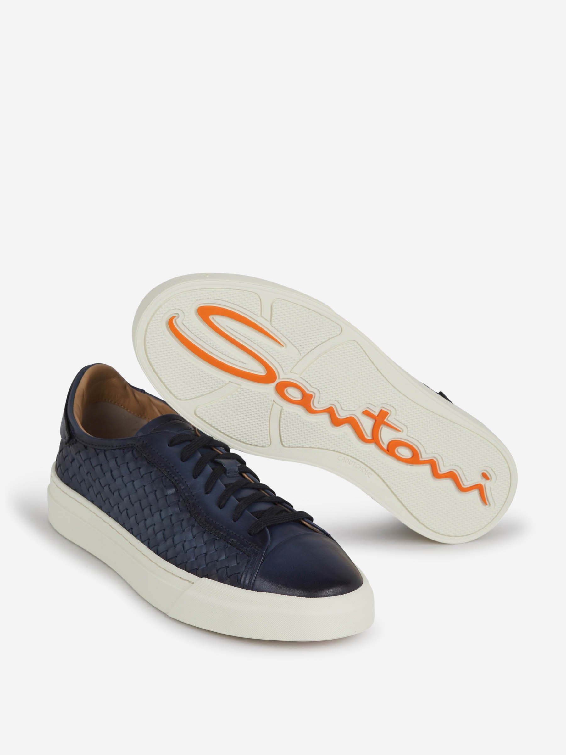 Santoni Sneakers Intrecciato Piel color Azul Marino sku 616-001892 02 - Foto 4