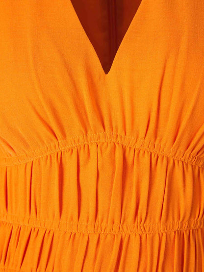 Simkhai Vestido Mini Fruncido color Naranja sku 731-005833 09 - Foto 3